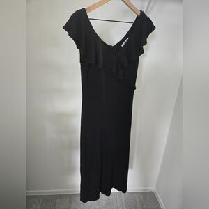 & Other Stories Black Ribbed Midi Dress Size M